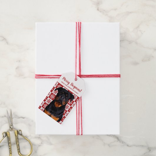 メリークリスマスドグマロットワイラーフェスティバルレッド ギフトタグ (より糸付き)