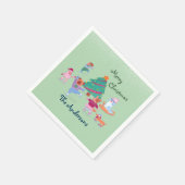 メリークリスマスドッグアイススケートで滑る名モスグリーン スタンダードカクテルナプキン (角)