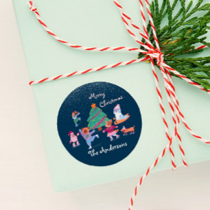メリークリスマスドッグアイススケートで滑る名海軍ギフト ラウンドシール