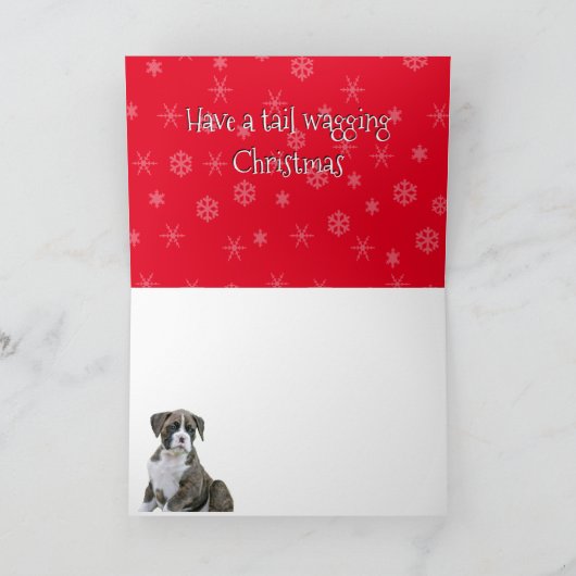 メリークリスマスドッグカード – ボクサードッグクリスマス サンキューカード (内部)