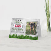 メリークリスマスドッグカード – 平和と愛のベリールーズ サンキューカード (正面)