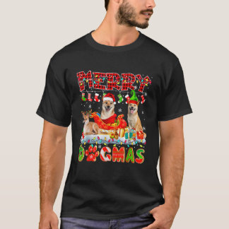 メリークリスマスドッグスリーサンタトナカイ小妖精や小人柴犬 Tシャツ