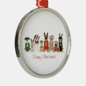 メリークリスマスドッグスレッド・グリーン メタルオーナメント (右)