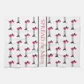 メリークリスマスドッグズキュートダッシュントタイポグラフィ キッチンタオル (横)