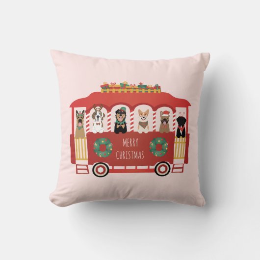 メリークリスマスドッグズホリデートロリー クッション (正面)