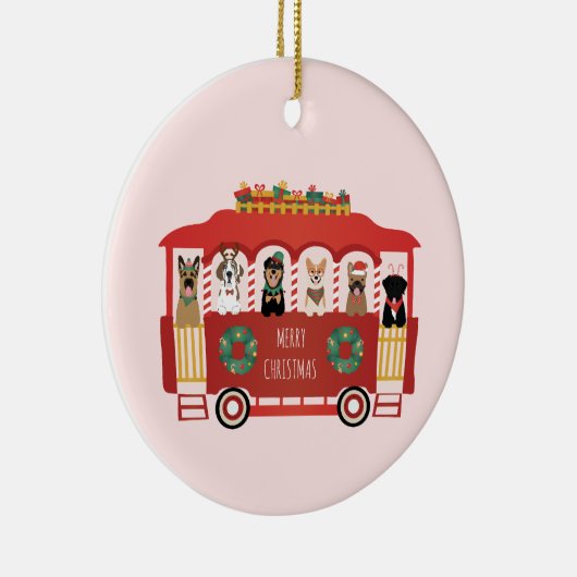 メリークリスマスドッグズホリデートロリー セラミックオーナメント (右)