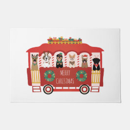 メリークリスマスドッグズホリデートロリー ドアマット