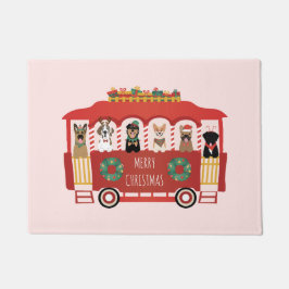 メリークリスマスドッグズホリデートロリー ドアマット