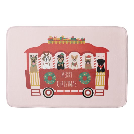 メリークリスマスドッグズホリデートロリー バスマット (正面)