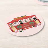 メリークリスマスドッグズホリデートロリー ラウンドペーパーコースター (アングル)