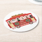 メリークリスマスドッグズホリデートロリー ラウンドペーパーコースター (アングル)