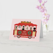 メリークリスマスドッグズホリデートロリー 箔グリーティングカード (蘭)