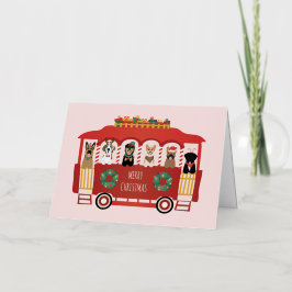 メリークリスマスドッグズホリデートロリー 箔グリーティングカード