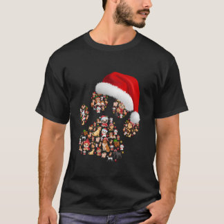 メリークリスマスドッグズポーズライトサンタハットパピーX Tシャツ