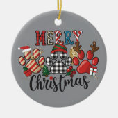 メリークリスマスドッグママは歩く セラミックオーナメント (正面)