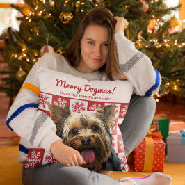 メリークリスマスドッグヨークシャーテリアテリアドグマスレッド クッション