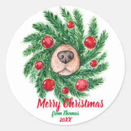 メリークリスマスドッグ愛犬ママ犬パパかわいい ラウンドシール