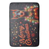 メリークリスマスドバーマンドッグキラキラクリスマスライト バスマット (正面縦)