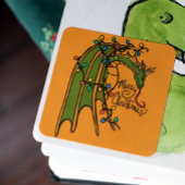 メリークリスマスドラゴンギークホリデー スクエアシール