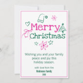 メリークリスマスドードルズピンク&グリーン シーズンカード (正面)