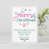 メリークリスマスドードルズピンク&グリーン シーズンカード (スタンド正面)