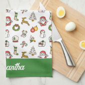 メリークリスマスドードルズ キッチンタオル (四つ折り)