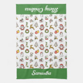 メリークリスマスドードルズ キッチンタオル (縦)