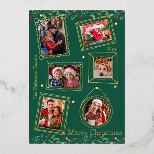 メリークリスマスドードルフレ数々のーム写真フローラ 箔シーズンカード (正面)