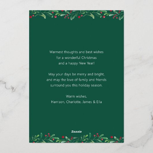 メリークリスマスドードルフレ数々のーム写真フローラ 箔シーズンカード (裏面)