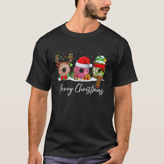 メリークリスマスドーナツSanta Christmas Pajama Donu Tシャツ (正面)