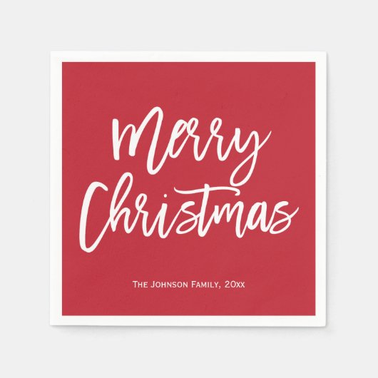 メリークリスマスナシンプルプキンス赤と白ズ スタンダードカクテルナプキン (正面)