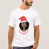 メリークリスマスナチュラルヘア美しい Tシャツ (正面)