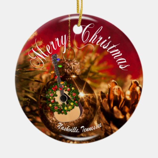 メリークリスマスナッシュビルオーナメントRD セラミックオーナメント (正面)