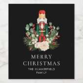 メリークリスマスナツクラッカースクリプト植物学カスタム ワインラベル (シングルラベル)