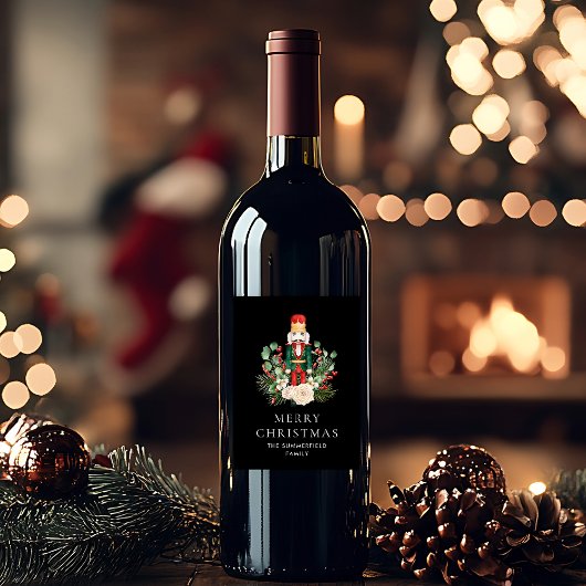 メリークリスマスナツクラッカースクリプト植物学カスタム ワインラベル