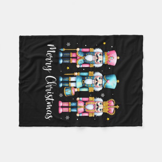 メリークリスマスナツクラッカーバレエフェスティバルクリスマスメンズ フリースブランケット (正面(横))