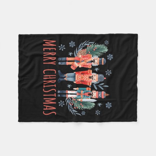 メリークリスマスナツクラッカーバレエフェスティバルクリスマスメンズ フリースブランケット (正面(横))