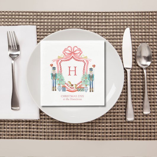 メリークリスマスナツクラッカーモノグラム スタンダードランチョンナプキン