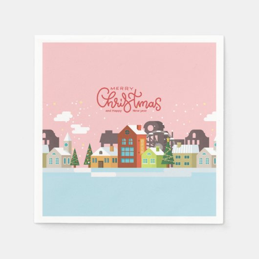 メリークリスマスナプキンズ | ホリデーパーティー スタンダードカクテルナプキン (正面)