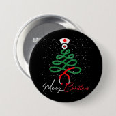 メリークリスマスナースおもしろいPICUナースクリスマス 缶バッジ (正面&裏面)