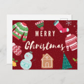 メリークリスマスニットセーター,雪だるま,ツリー ポストカード (正面/裏面)