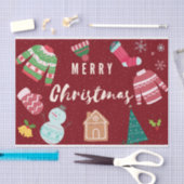 メリークリスマスニットセーター，雪だるま，ツリー 薄葉紙 (クラフト)