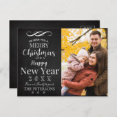 メリークリスマスニューイヤーかわいいタイポグラフィ写真 シーズンポストカード (正面/裏面)