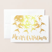 メリークリスマスニューイヤータイポグラフィシルバーフォイル 箔カード (封筒付き正面)