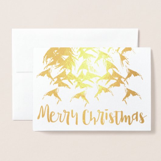 メリークリスマスニューイヤータイポグラフィシルバーフォイル 箔カード (封筒付き正面)