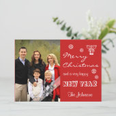 メリークリスマスニューイヤーパーソナライズされたフォトレッド シーズンカード (スタンド正面)