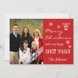 メリークリスマスニューイヤーパーソナライズされたフォトレッド シーズンカード