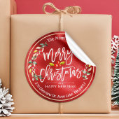 メリークリスマスニューイヤーフローラレッドベリーアドレス ラウンドシール