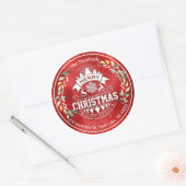 メリークリスマスニューイヤーフローラレッドベリーアドレス ラウンドシール (封筒)