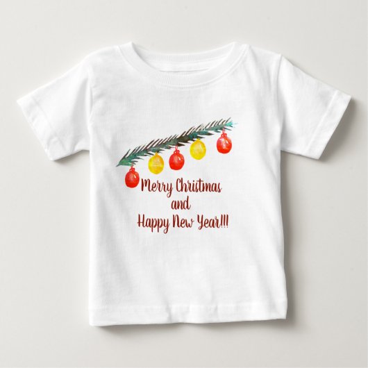 メリークリスマスニューイヤーベビーシャツ ベビーTシャツ (正面)